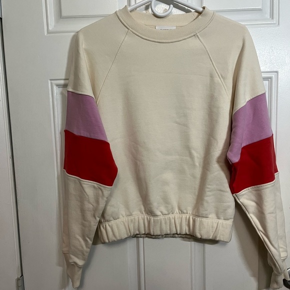 Evereve Colorblock Crewneck Pullover Sweatshirt size XS 100% Cotton - Picture 1 of 4